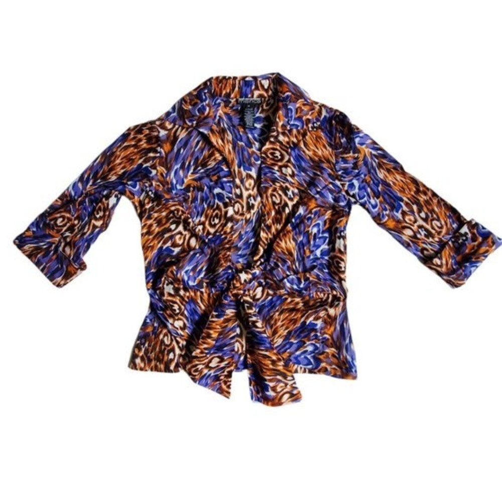Mishca Over Shirt Tie Open Front Cotton Stretch Boho Top sz M